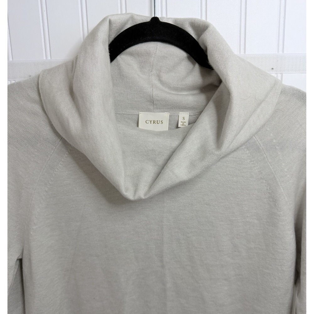 Cyrus Cowl Neck Oversized Sweater Sz Small Cream Soft Stretch Knit Lightweight